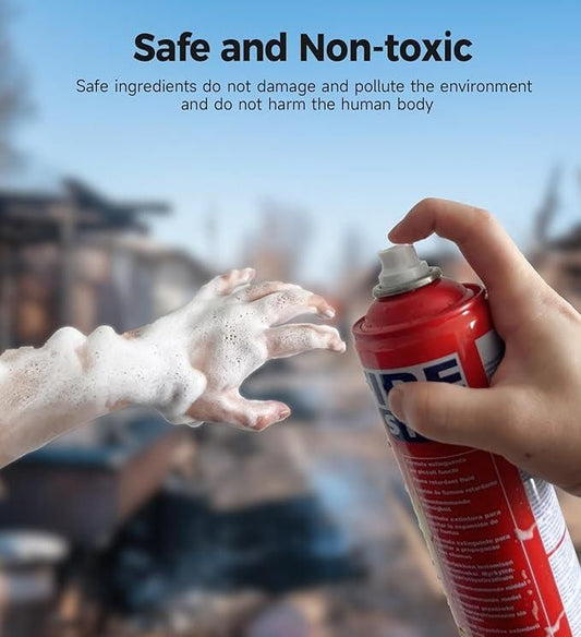 Hand using a can of FOSS spray on another hand with a blurred background