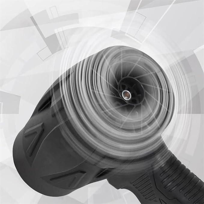 Black high-pressure washer gun with a geometric white background