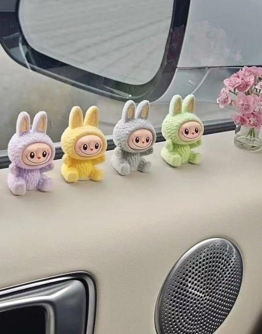 Trendy Labubu Mini Car Dashboard Toys – Pack of 4