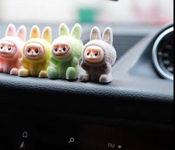 Trendy Labubu Mini Car Dashboard Toys – Pack of 4