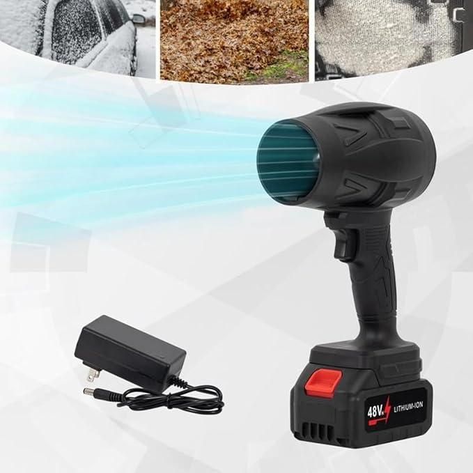 Black cordless drill with battery and charger on a white background